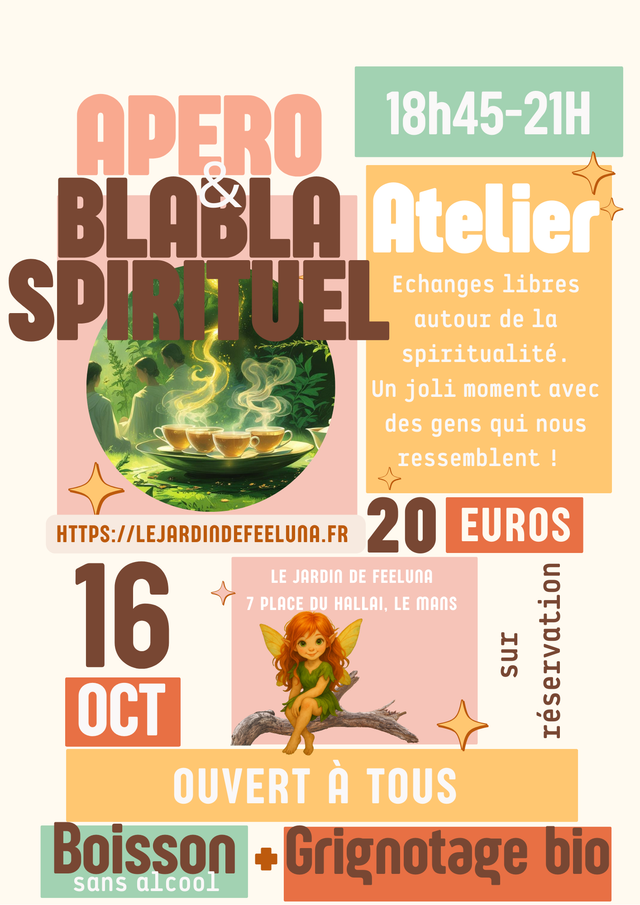 Jeudi 16 Octobre 18h45-21h Apéro & blabla spirituel