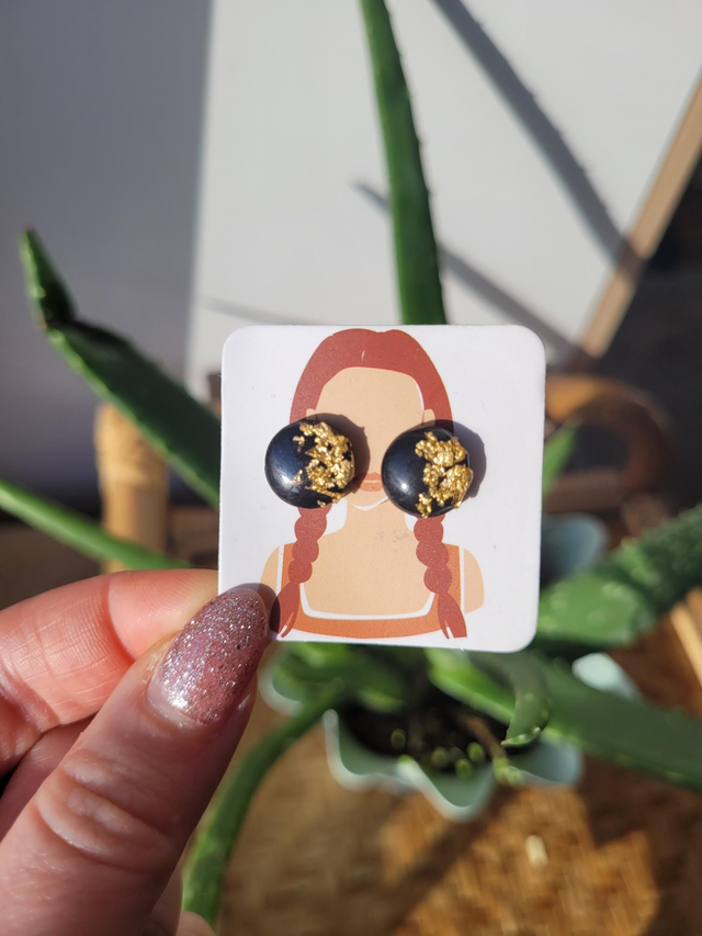 Ohrstecker rund Black&gold´s