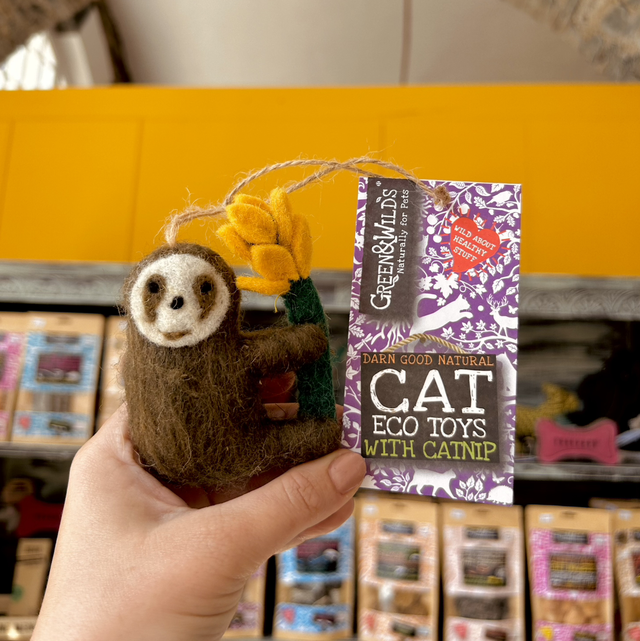 Green & Wild's Sally Sloth - Eco Cat Toy with Catnip