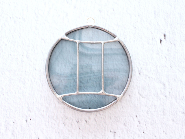 ♊ Suncatcher astro "Gémeaux" en vitrail