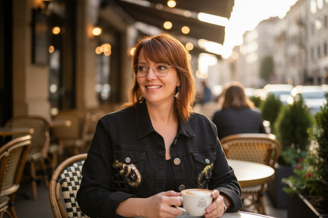 Veste en jeans customisée sequins 44/46