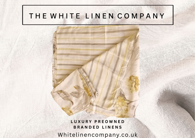 Kingsize 100% Cotton Yellow Floral and Grey Striped Duvet Cover 2 P Cases