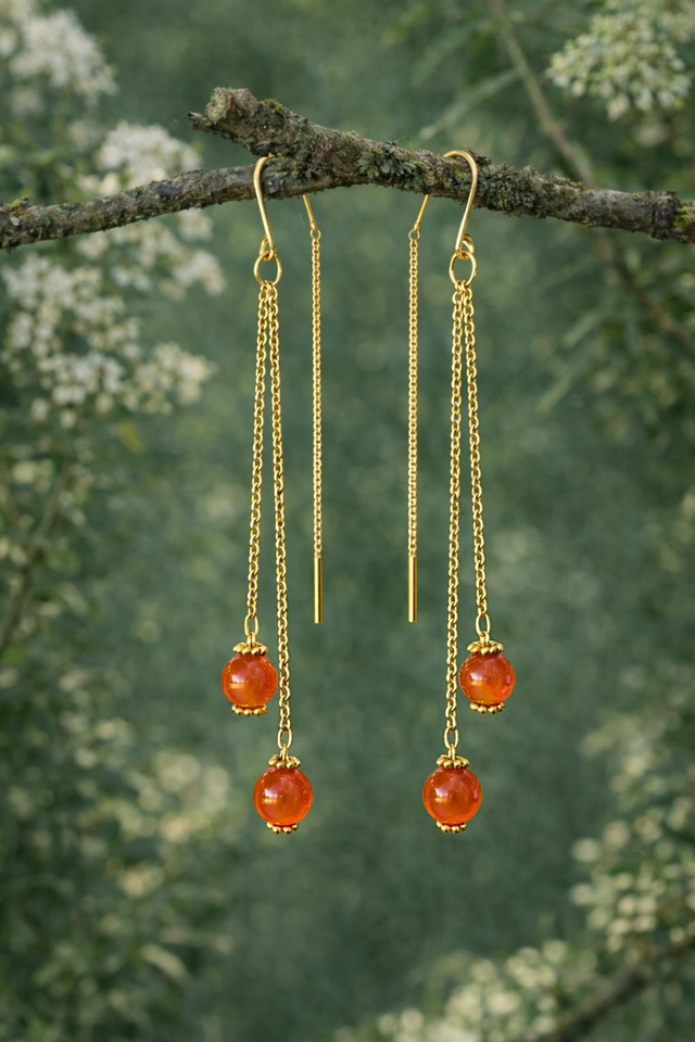 Boucles d'oreilles Cornaline - Énergie &amp; Rayonnement