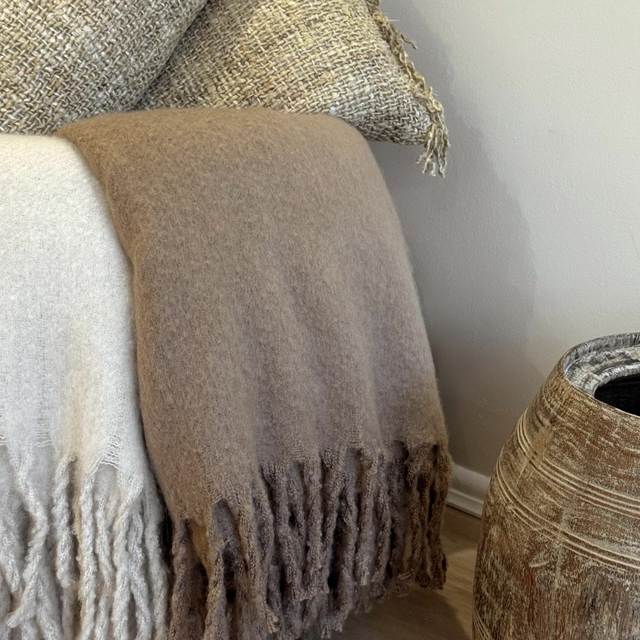 Faux Mohair Throw | Taupe