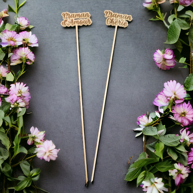 Grands piques à fleurs 29 cm (lot de 9)