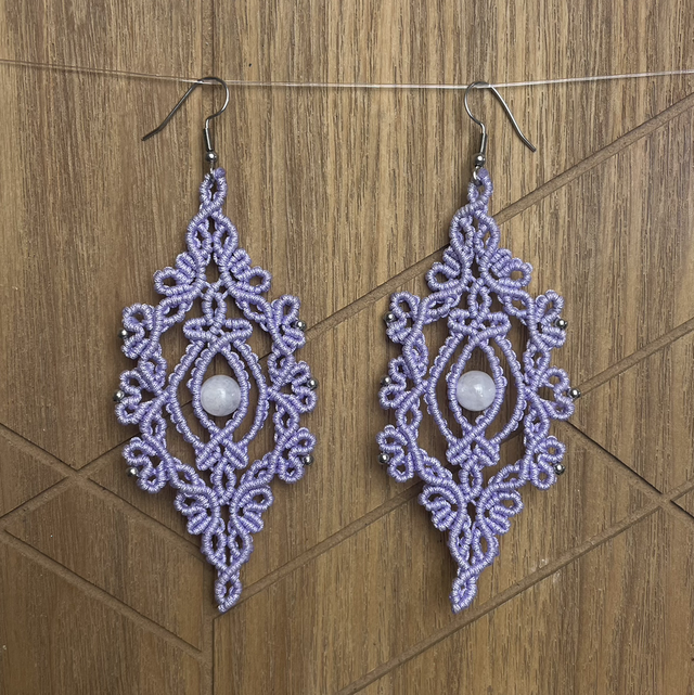 Boucle d'oreille macramé - Pierre de lune