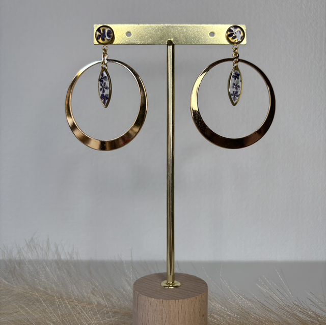 Boucles d’oreilles fleurs violet