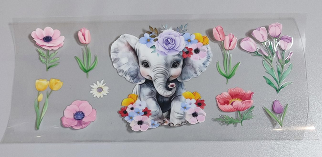 DTF Aufklebe-Folie ca 24x11cm Elefant 