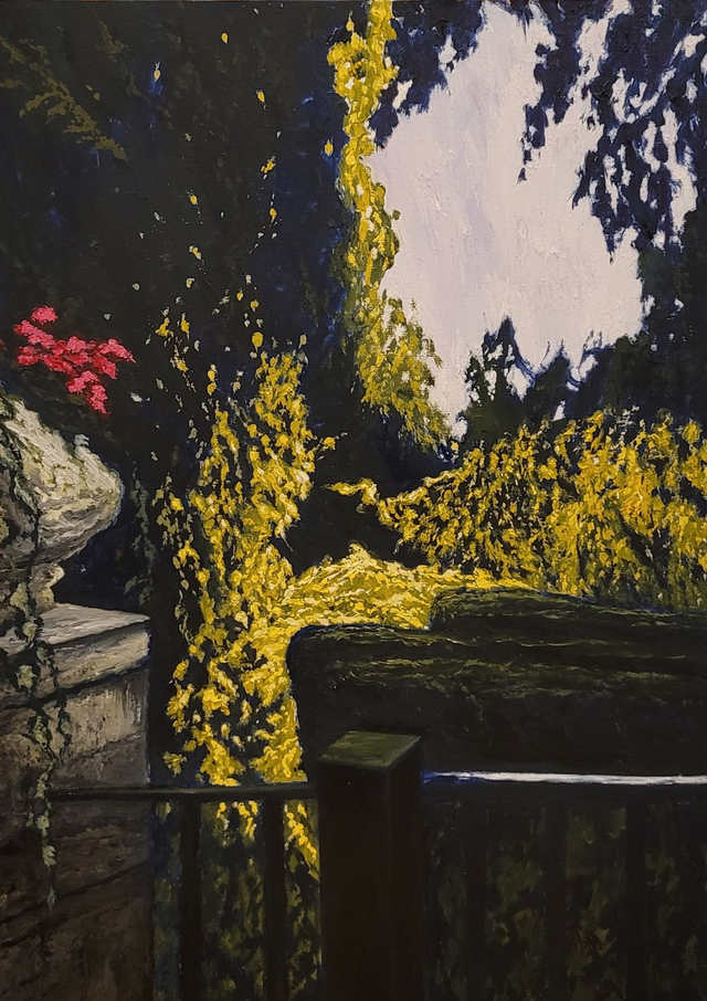 Ogród, 70x50, olej, płótno, 2024