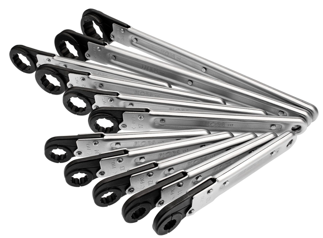 Ring-Ratschenschlüssel-Satz, aufklappbar, 11-teilig 10-32 mm, ELORA-117 S11