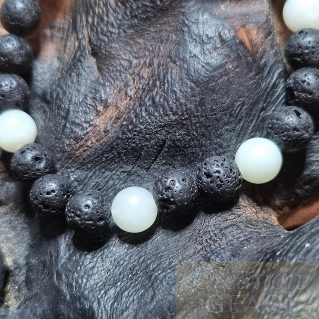 Pierre de lave et jade vert