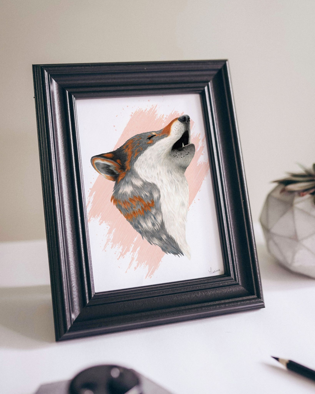 Mini poster d'un loup hurlant