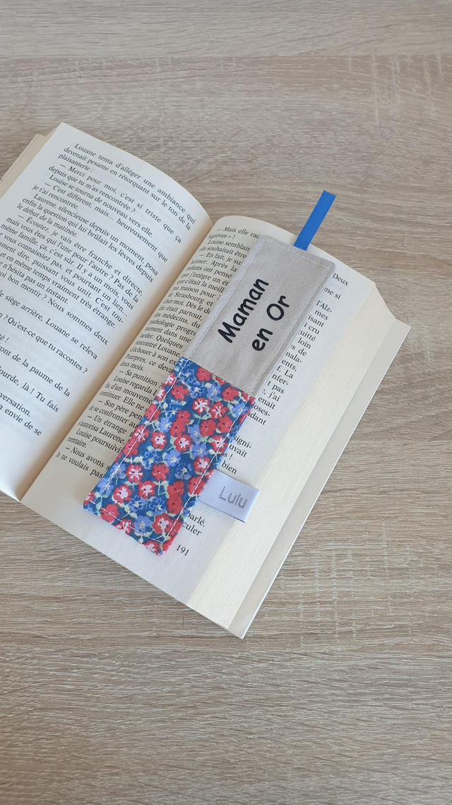 Marque pages maman en or bleu rouge