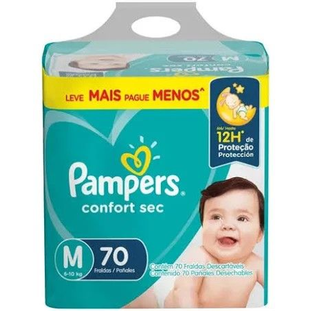 Pacote de fraldas M 70 un pampers 