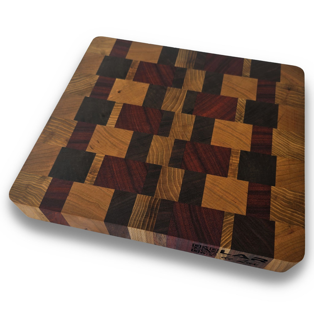 Sztorcowa deska do krojenia 28,5x27x3,9cm Bodo Czereśnia Paduk Wiąz