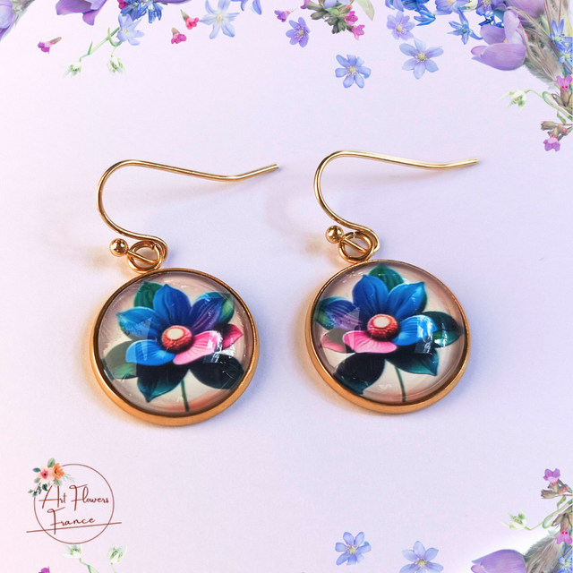 Bijoux illustrés - Fleur bleue