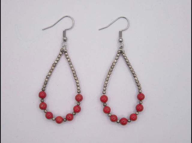 Boucles d'oreilles gouttes 7 jaspes rouges