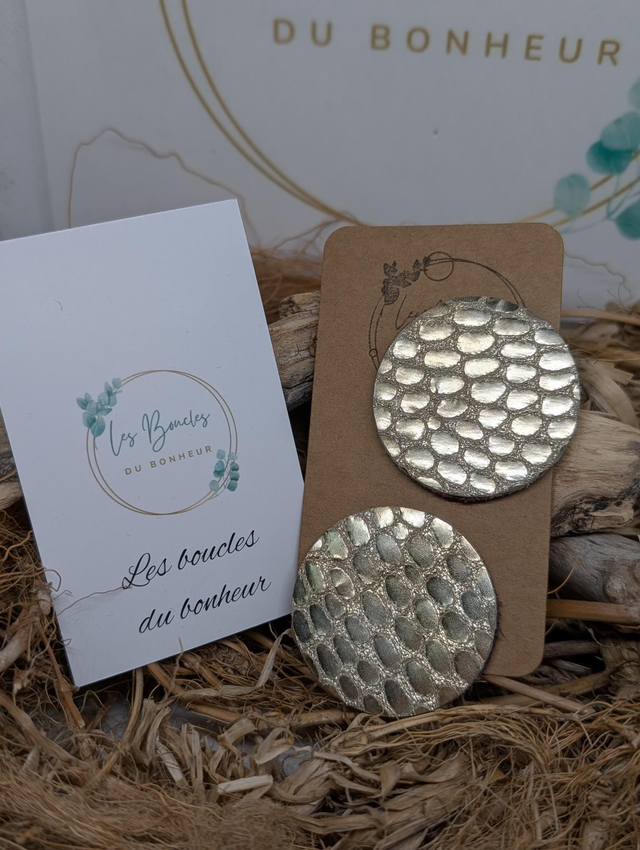 Boucles d&#039;oreilles Moon doré beige ag138