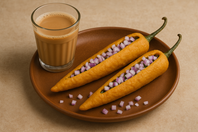 Combo1 - Masala Chai &amp; 2 Mirchi Bajjis