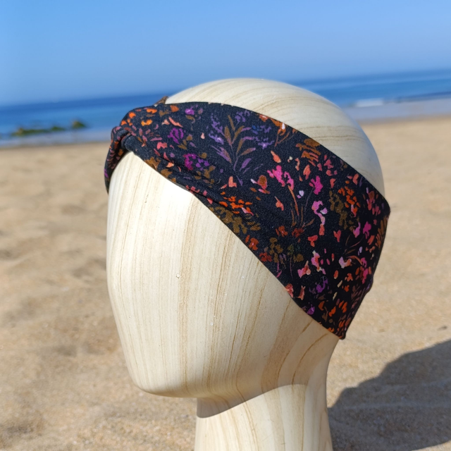 Bandeau - noir petites fleurs