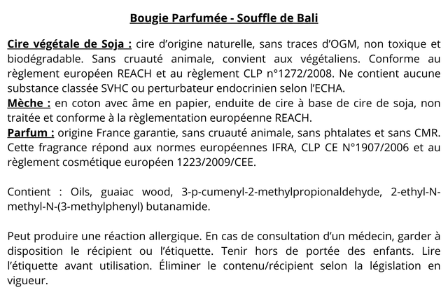 Bougie Parfumée - Souffle de Bali