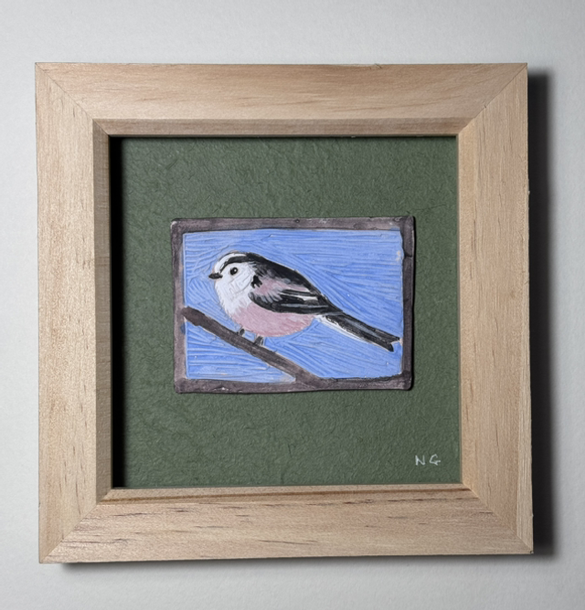 Framed Long Tailed Tit Tile