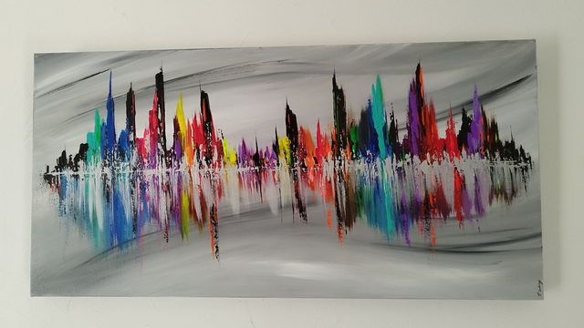 tableau abstrait coloré œuvre d'art originale signée