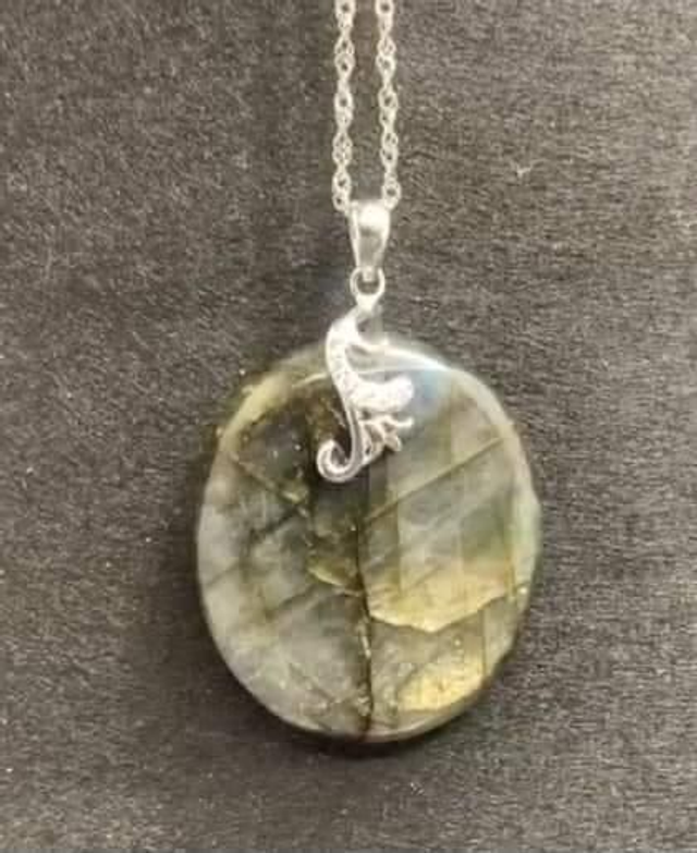 Labradorite bélière et chaîne argent