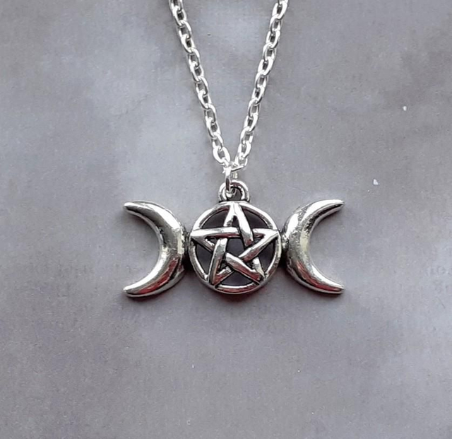 Triple Moon Pentagram Necklace  - Large