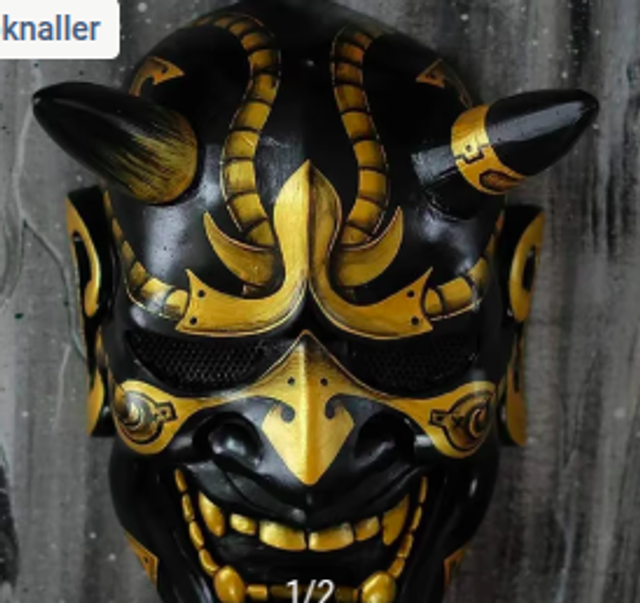 Luxe latex masker Samoerai kleur goud