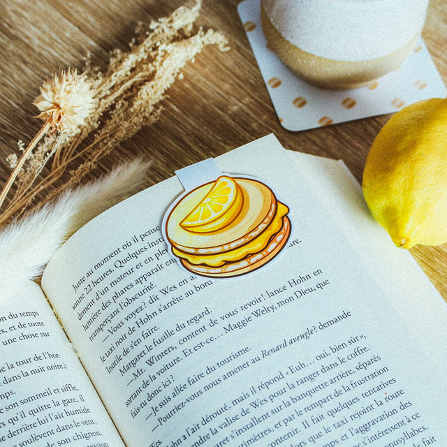 00 - Marque-Pages Magnétique - Macaron Citron