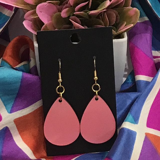 Pink Wood Dangling Earrings- SWDE03