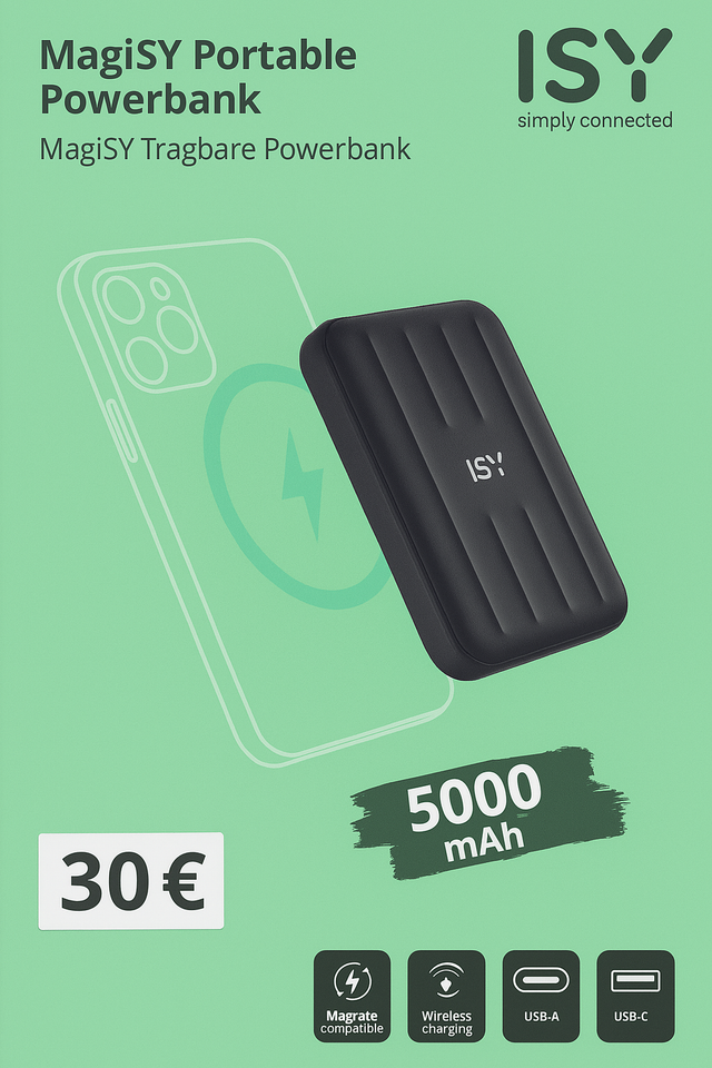 ISY MagiSY Portable Powerbank – 5000 mAh Wireless (MagSafe)