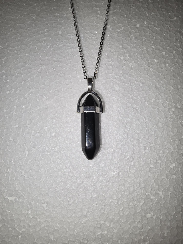 Black Agate Stainless Steel Necklace 