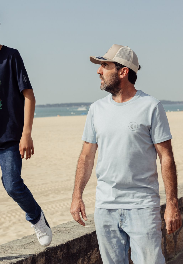 SIMPLE - T-SHIRT COL ROND BLEU CIEL