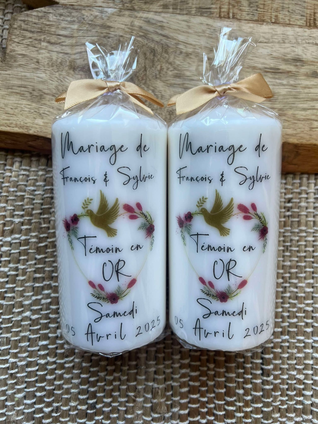 Bougie Mariage Témoin en OR