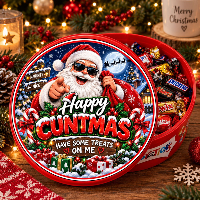 Adult Cuntmas Christmas Chocolate Tub Sticker | Funny Christmas Sweet Tub Label | Custom Christmas Treat Sticker | DIY Christmas Gifts