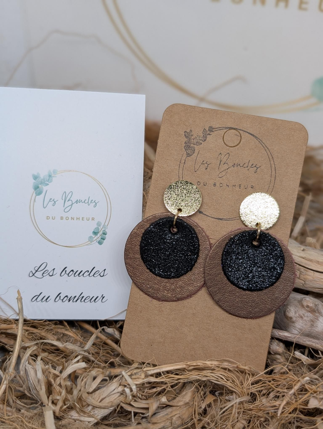 Boucles d'oreilles Moon bronze noir mo007