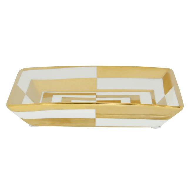 Curva Dish with white and rich gold accents 