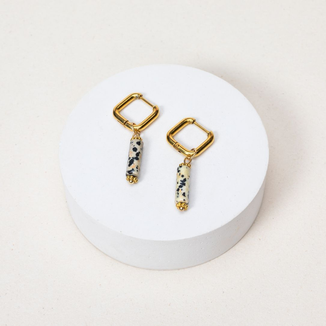 Boucles d'oreilles Jaspe Dalmatien