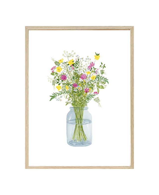 Affiche aquarelle 30x40 cm Bouquet RETOUR DE BALADE