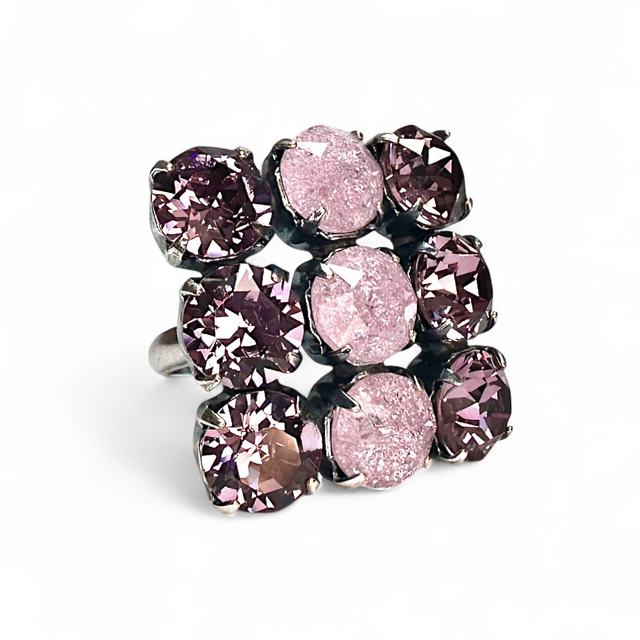 Ring WÜRFEL BIG Light Rose ICE Mix, Rosa