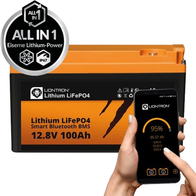 LIONTRON LiFePO4 12,8V 100Ah LXArctic smart BMS mit Bluetooth, Marine IP67