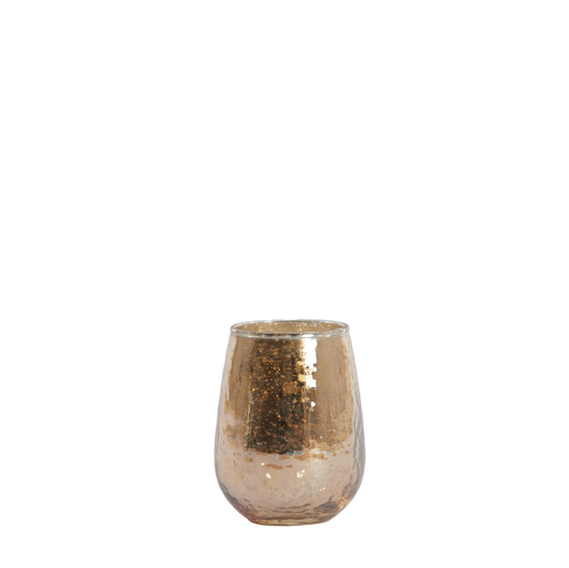 Theelicht Ø9x11,5 cm GIANO glas steenslag zilver+goud