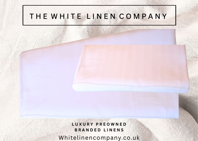 2 Striped White Double Duvet Covers - 100% Cotton