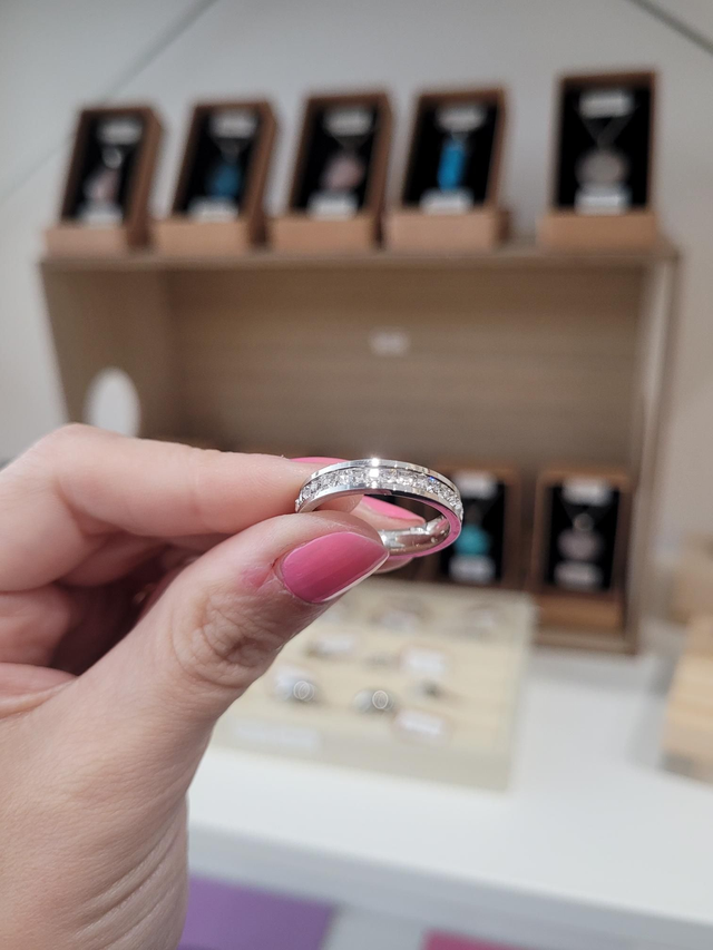 Stainless steel cubic zirconia all round ring - Size L - SL-036