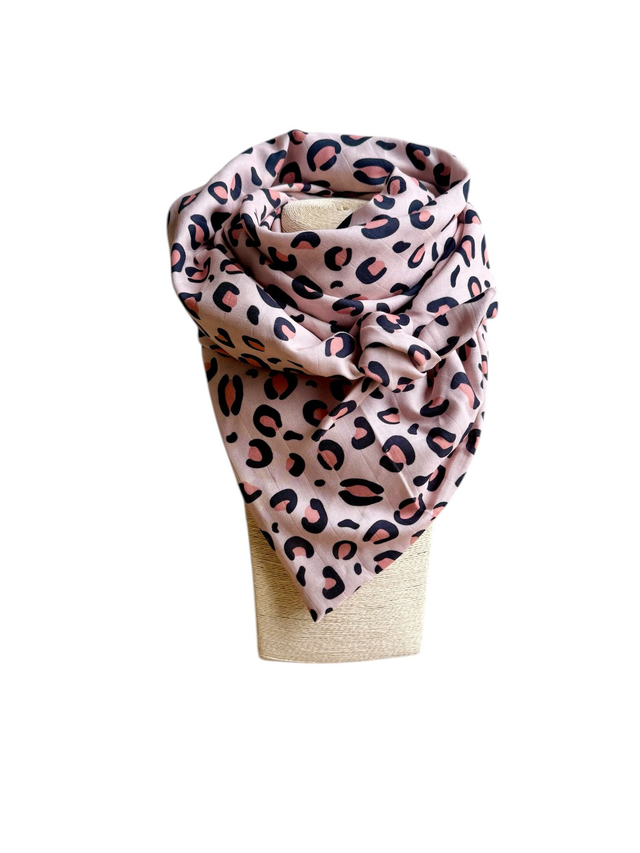 Foulard triangle - LEOPARD rose