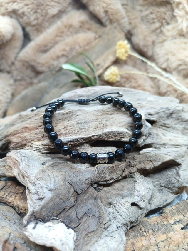 Bracelet Homme KÉLYAN Ajustable Tourmaline noire