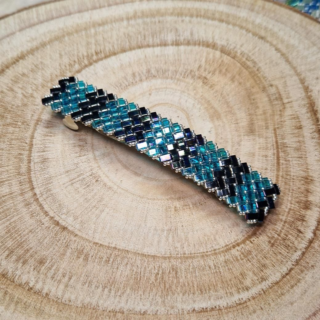 Grande Barrette half tila turquoise et holographique 