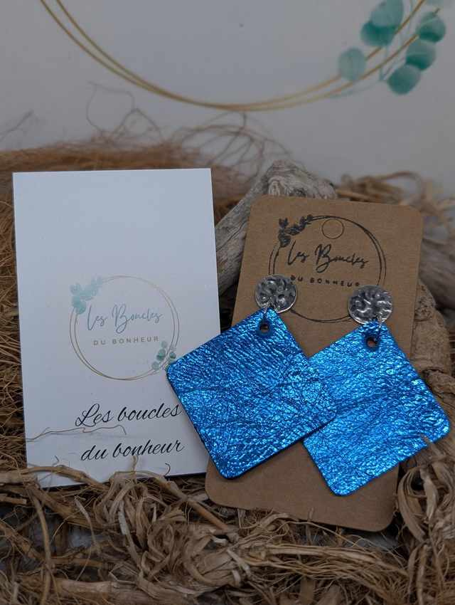 Boucles d'oreilles Chouquette bleu irisé chou011